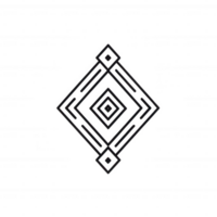 A modern geometric design featuring nested squares and lines in black and white. png