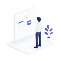 A person interacting with a digital interface in a modern workspace. png