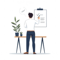 A professional organizing tasks and ideas at a stylish workspace with plants. png