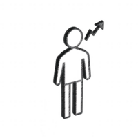 A sketch of a person with an upward arrow representing growth and success. png