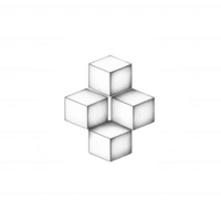 Abstract design featuring intersecting cubes in a minimalist style. png