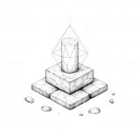 Abstract geometric design featuring a pedestal and intricate crystalline structure. png