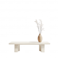 Minimalistic table with a vase holding dried flowers, perfect for modern decor settings. png