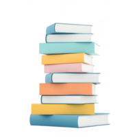 Colorful stack of books representing knowledge and passion for reading. png