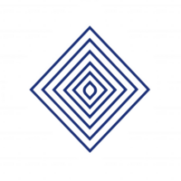 Dynamic blue diamond shape with layered pattern creating a sense of depth and movement. png