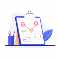 ilustração do uma projeto gestão borda com tarefas e marcas de verificação para eficiência. png