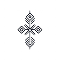Stylized geometric design featuring intricate patterns in a cross shape. png