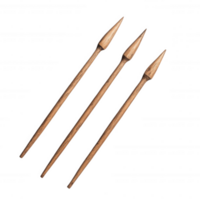 Three wooden spears with pointed tips arranged side by side. png
