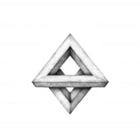 Three-dimensional abstract design featuring geometric shapes in neutral tones. png