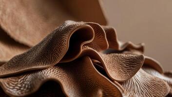 Fungi-based leather substitutes in eco-friendly fashion, vegan product, mycelium fabric. photo