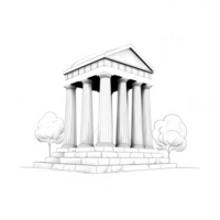 A classic architectural structure adorned with columns and surrounded by trees. png