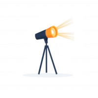 A modern telescope with multiple beams of light, representing exploration and discovery. png