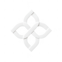 A minimalist white design featuring interlocking shapes creating a unique pattern. png