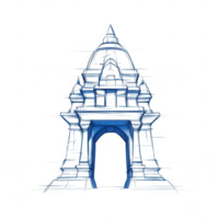 A stunning blue architectural structure with intricate designs and a majestic archway. png