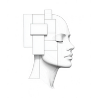 Abstract representation of human thoughts and ideas using geometric shapes. png