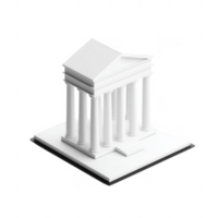 A white classical building with columns, symbolizing strength and elegance. png