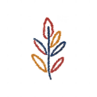 A vibrant, artistic illustration of a colorful leaf branch, showcasing nature's beauty. png