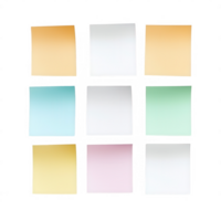 Colorful sticky notes arranged in a grid for reminders and brainstorming. png
