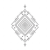 Intricate geometric pattern with diamond shape and layered lines for design purposes. png