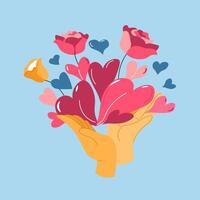 Hands Flowers Hearts Design vector