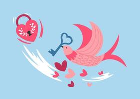 Bird Flying With Heart Key vector