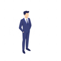 Stylish businessman standing confidently with hands in pockets, symbolizing success. png
