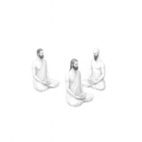 Three figures in meditation, symbolizing peace, spirituality, and introspection. png