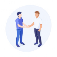 dos profesionales sacudida manos en un moderno oficina configuración, simbolizando camaradería. png