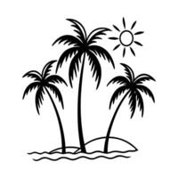 palm trees and sun reflection vector