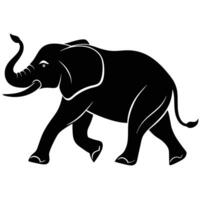 silhouette of elephant running vector