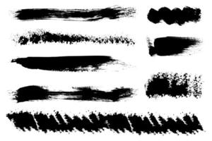 Grunge Brush Strokes Set. Diverse Hand draw brush lines for highlight and underline. Creative Brush Strokes Set Isolated on White Background vector