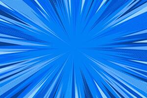 Abstract Blue Comic Book Style Background. Modern creative pop art rays halftone style background. Clean anime halftone backdrop vector