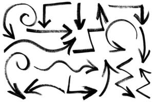 Thick Marker Arrows Set. Bold Scribble Ink Grunge Arrows Shapes. Arrows icons set hand draw with markers vector
