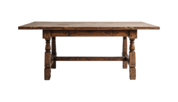 A rustic wooden table isolated on transparent background, Cut out png