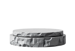 Natural gray stone or rock podium for product display presentation, cut out, , isolated on transparent background png