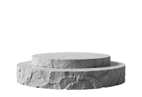 Natural gray stone or rock podium for product display presentation, cut out, isolated on transparent background png