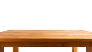 Empty wooden table isolated on transparent background with space for product display, Cut out png