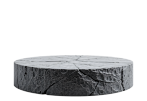 Natural gray flat stone or rock podium for product display presentation, cut out, , isolated on transparent background png