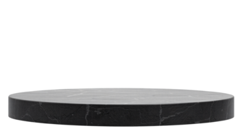 Round black flat stone or rock podium for product display presentation, cut out, isolated on transparent background png