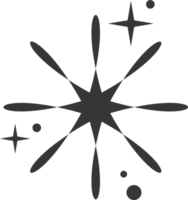 Star icon. Bling and sparkle shapes. Retro Y2K graphic design elements. Abstract simple 70s black Christmas symbol. Vintage twinkle starburst. png