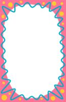 Wavy scallop border shape. Doodle cute design for text photo and picture. Groovy child template. Rectangle fun psychedelic hand drawn frame. Y2K decorative blank. png