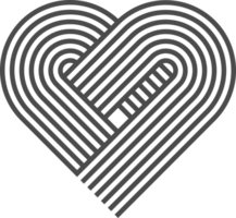 Abstract heart shape with line pattern. Retro geometric graphic. Organic graphic element and curved modern figure. Simple minimalistic aesthetic stripe png