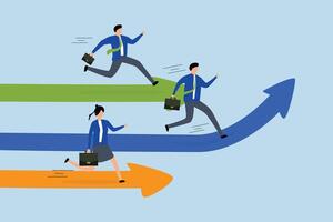 businessman taking initiative run in different way. vector