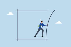 Pushing limits challenge yourself to overcome boundary, entrepreneur striving to push beyond limits. vector