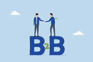 B2B business to business marketing, assurance entrepreneurs associate handshake to finalize business agreement on alphabet B2B. vector