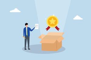 Quality Control, entrepreneur verifies quality using completed checklist. vector