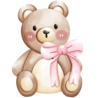 teddy bear with a pink bow. Isolated on a transparent background. png