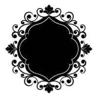 black and white floral frame with scroll design vector