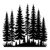 silhouette of pine trees in the forest vector