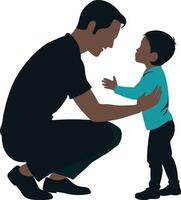 a man kneeling down with a child vector
